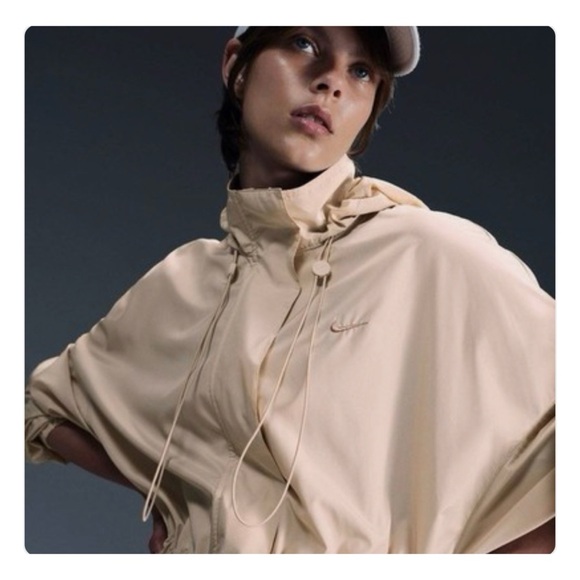 NEW Nike Beige Long Trench Coat with Orange Swoosh - Picture 8 of 16